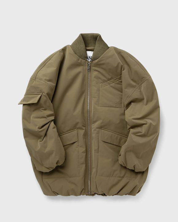 Ganni Light Twill Oversized Bomber Jacket Green - ALOE