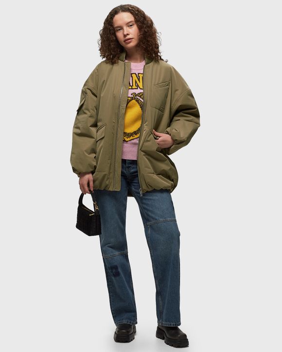 Ganni Light Twill Oversized Bomber Jacket Green - ALOE