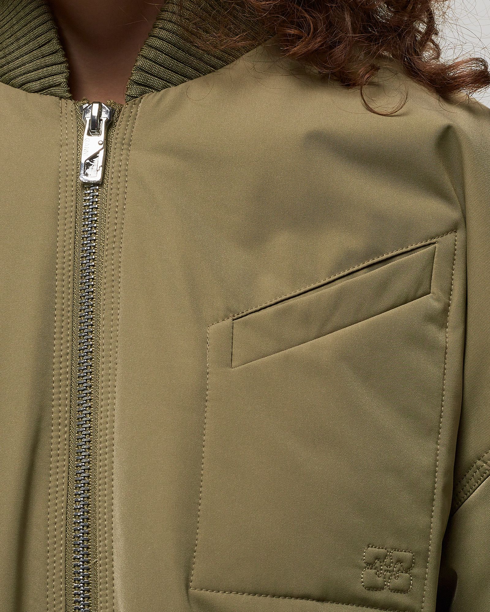 Light Twill Oversized Bomber Jacket