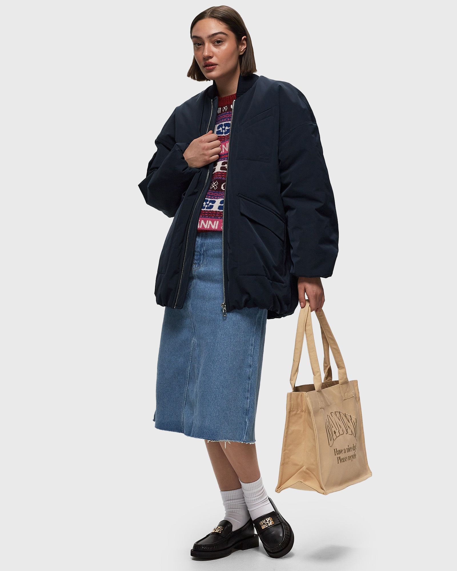 Light Twill Oversized Bomber Jacket