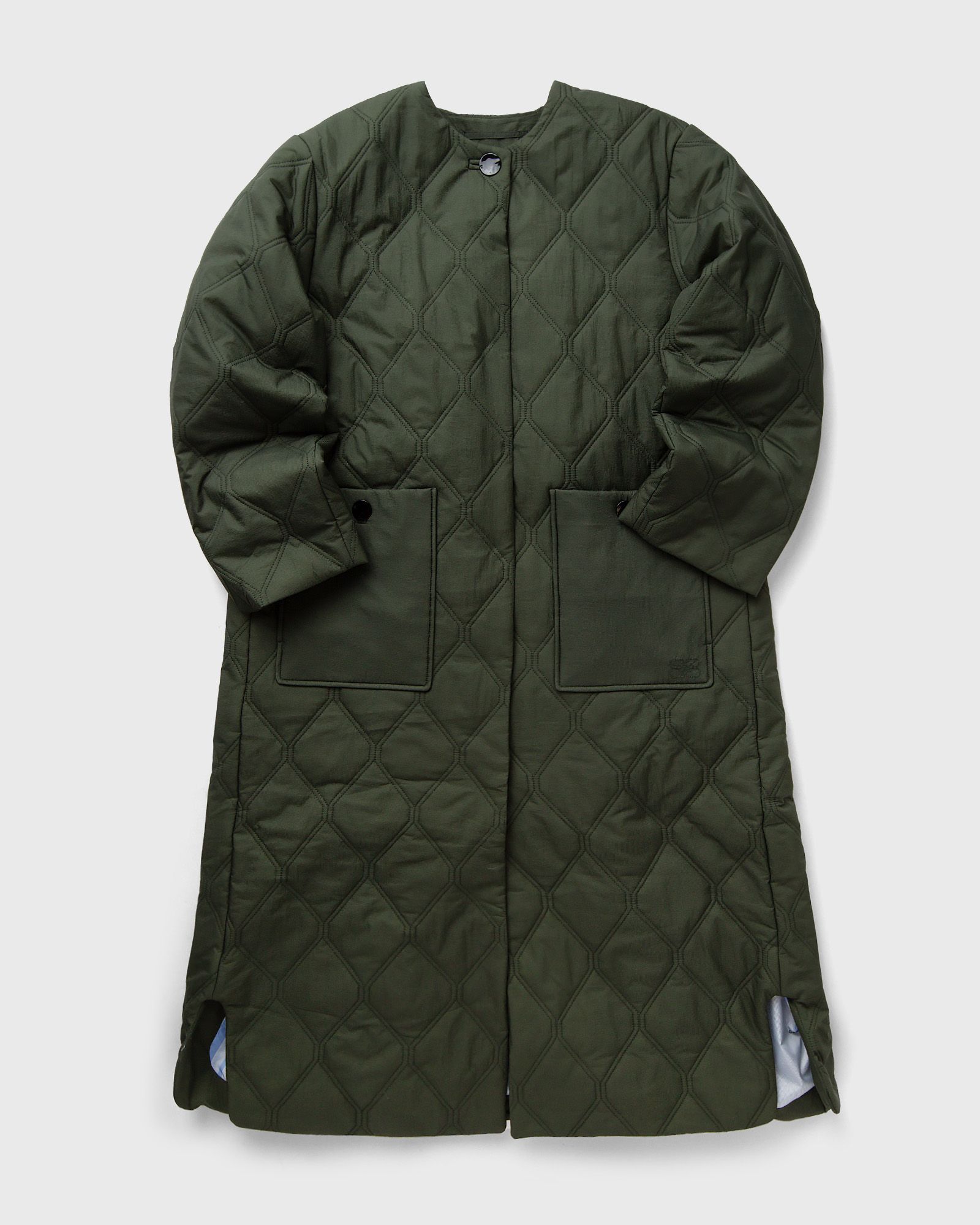 Ganni - quilt long coat women coats green in größe:s/m