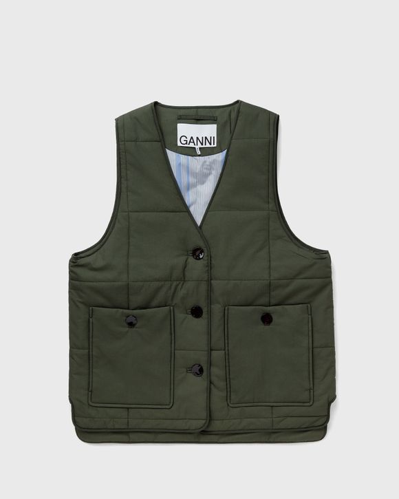 GANNI button-up quilted gilet - Green