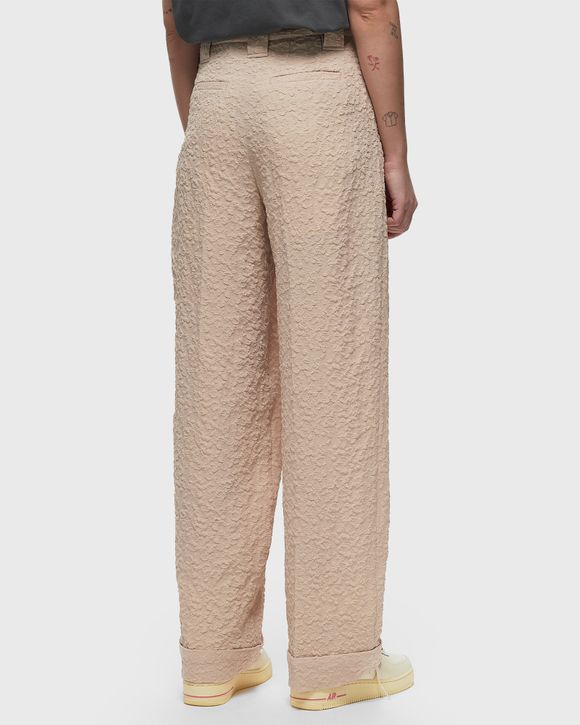 TEXTURED HIGH-WAIST TROUSERS - Oyster-white