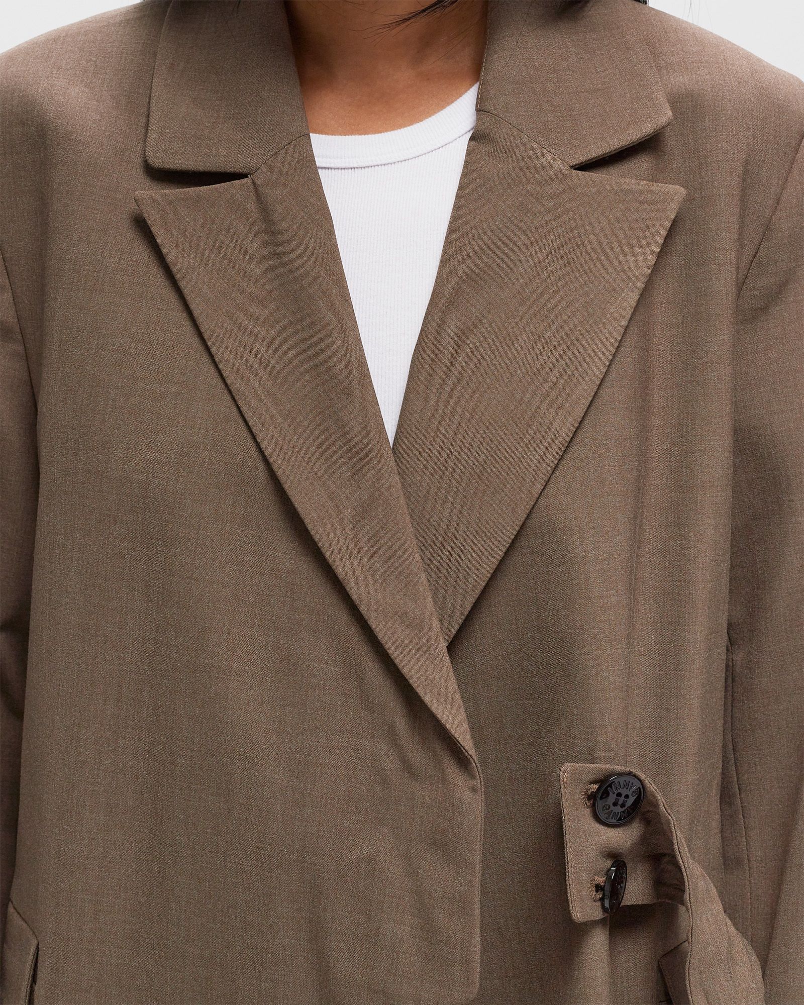 Drapey Melange Knot Belt Blazer