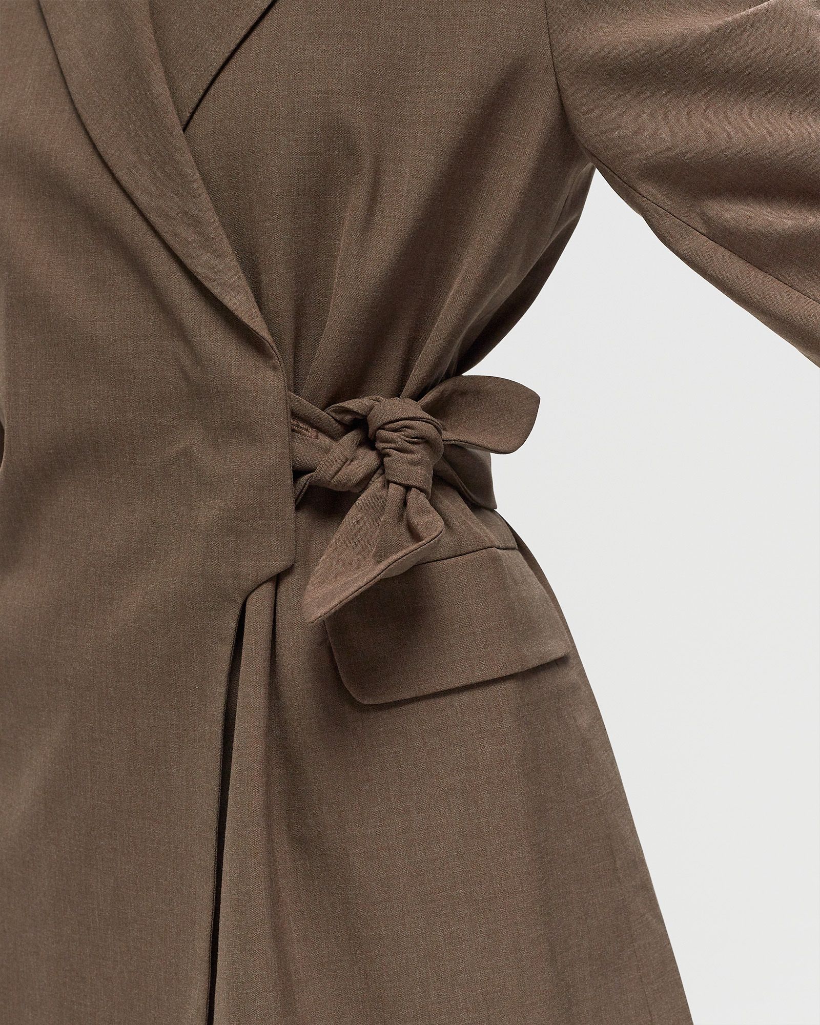 Drapey Melange Knot Belt Blazer