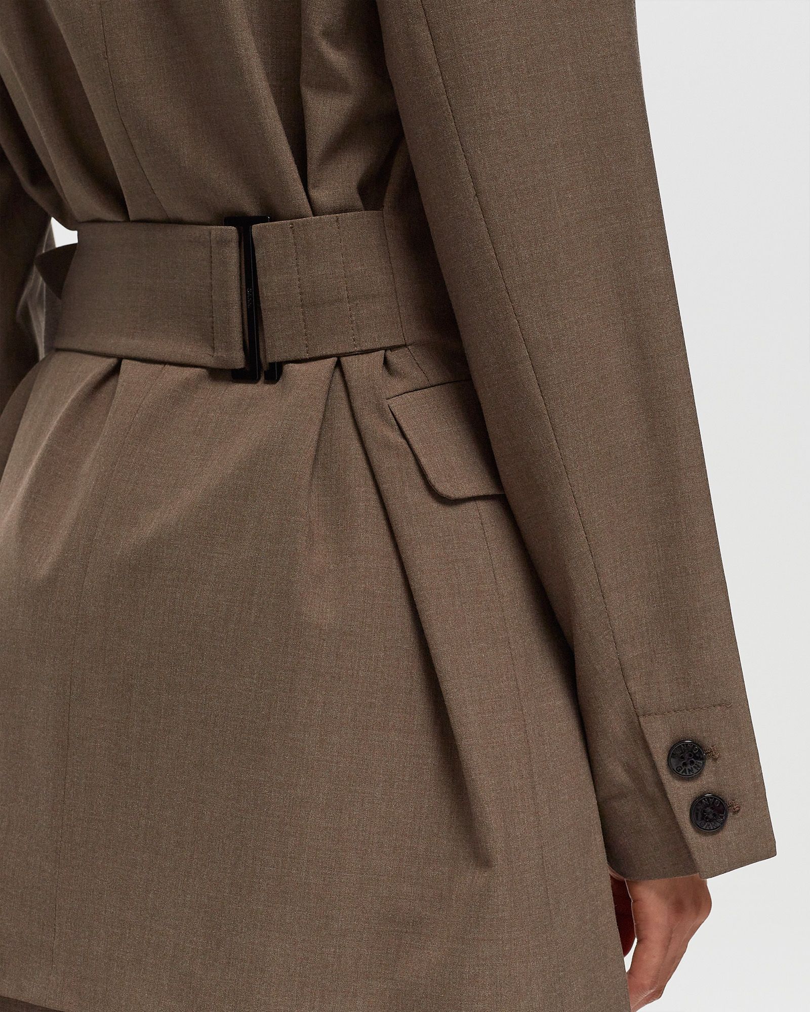 Drapey Melange Knot Belt Blazer