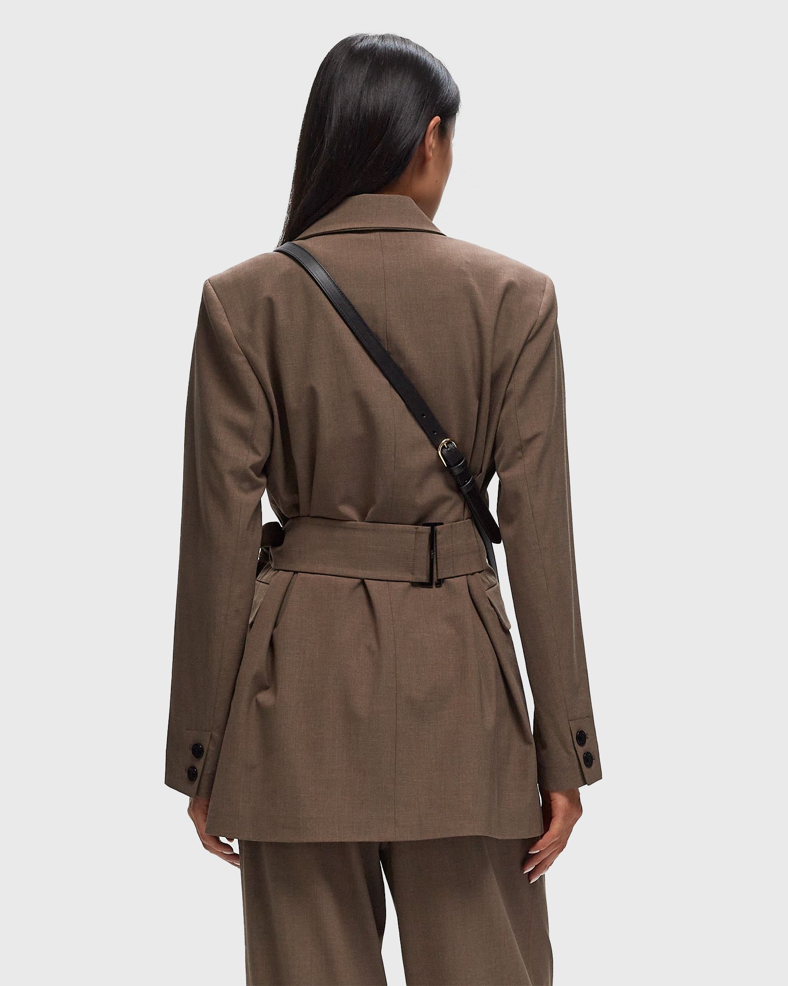 Drapey Melange Knot Belt Blazer