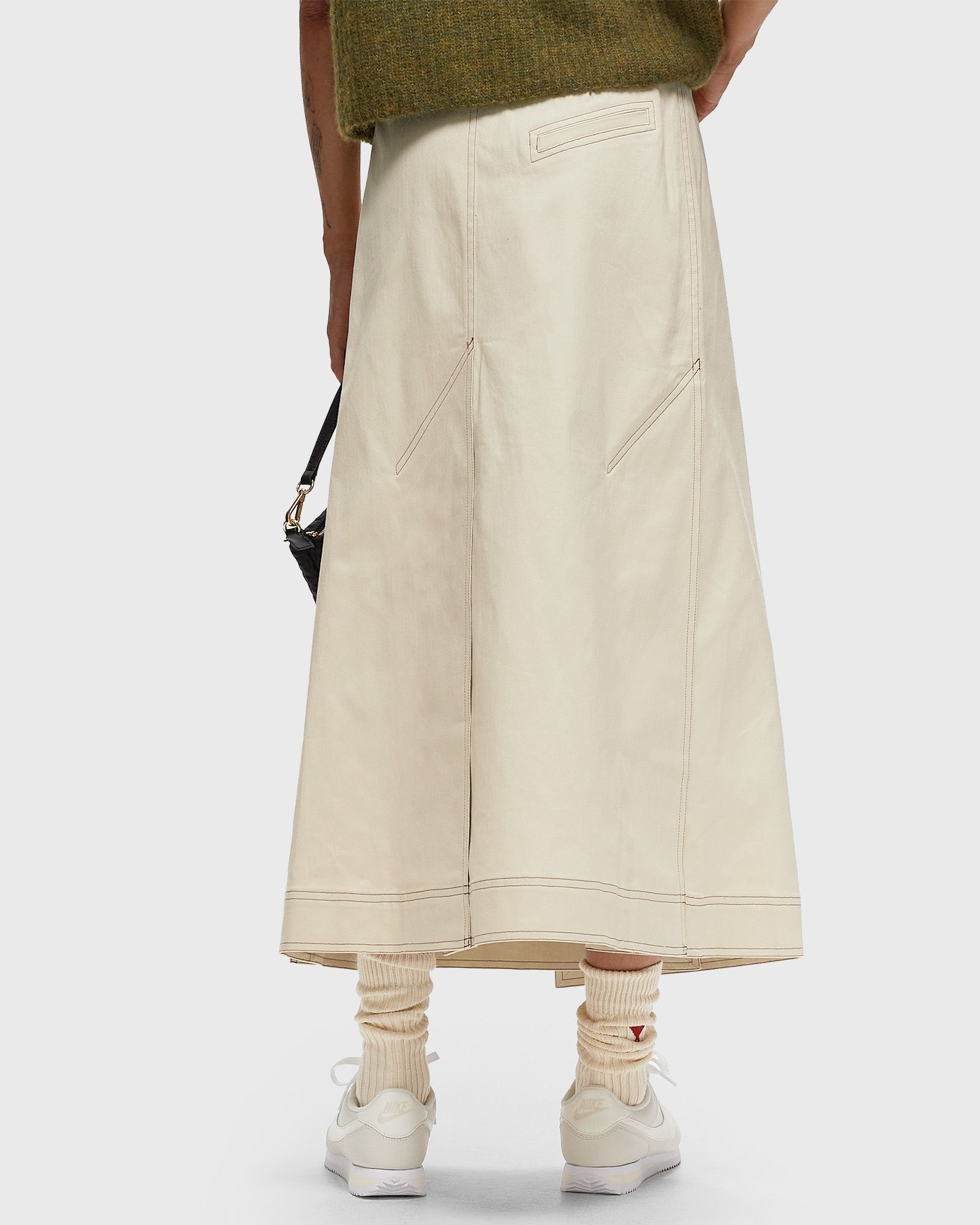 Herringbone Canvas Long Wrap Skirt