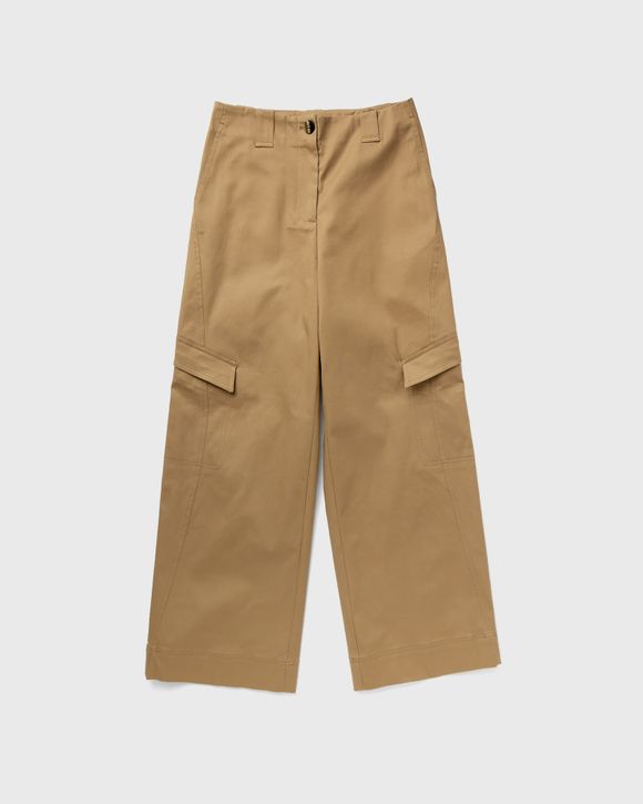 Ganni Herringbone Canvas Mid Waist Pants Brown | BSTN Store