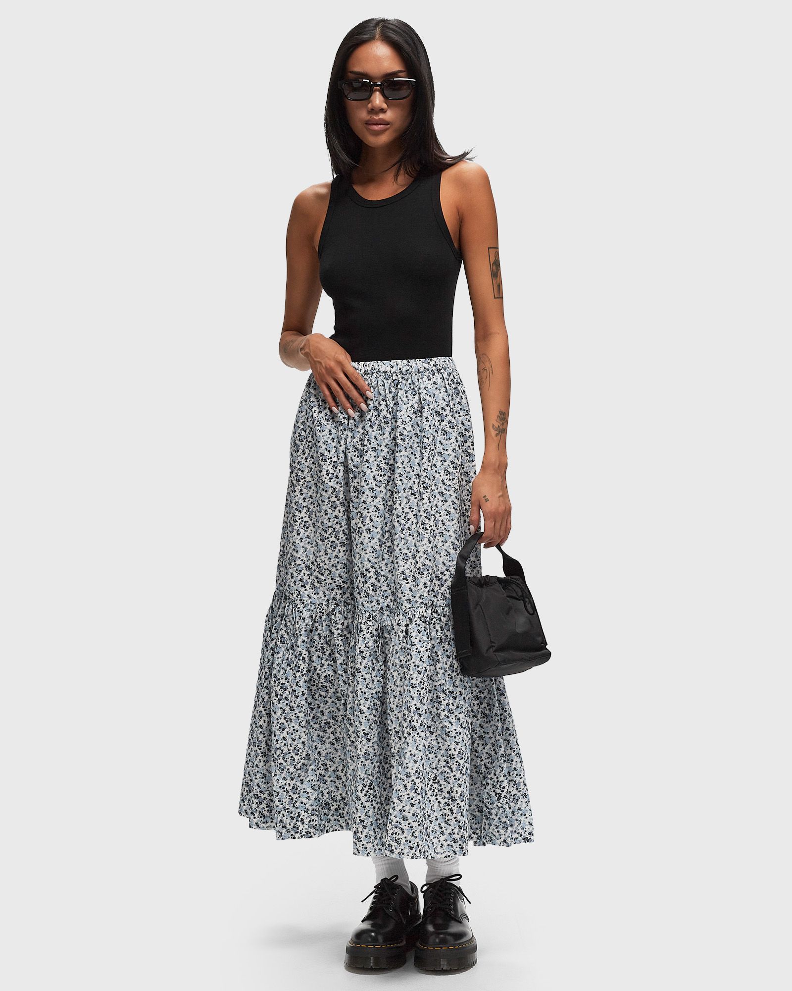 Printed Cotton Maxi Flounce Skirt
