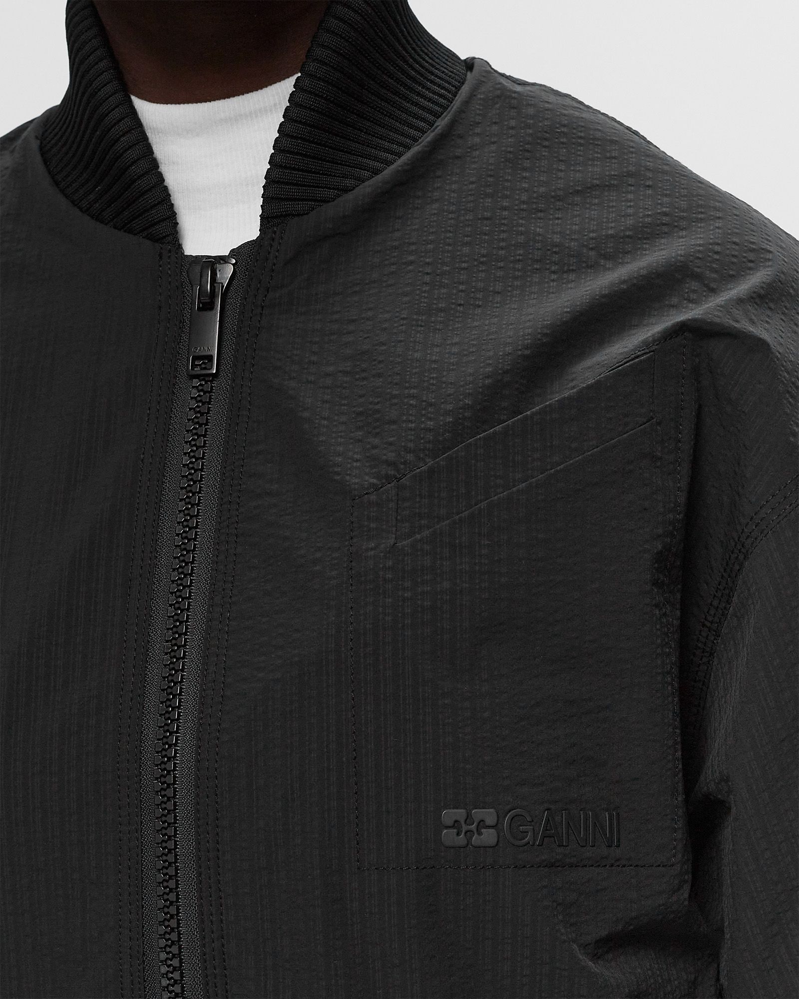 Tech Seersucker Oversized Shell Coat