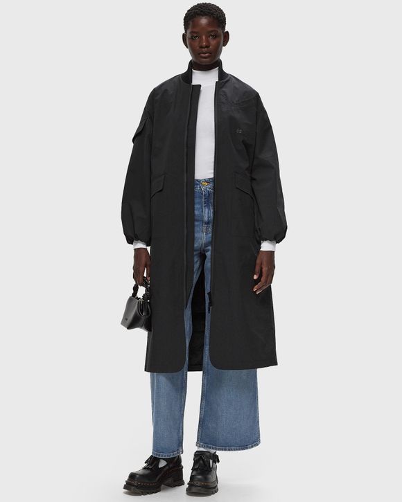 Ganni Tech Seersucker Oversized Shell Coat Black BSTN Store