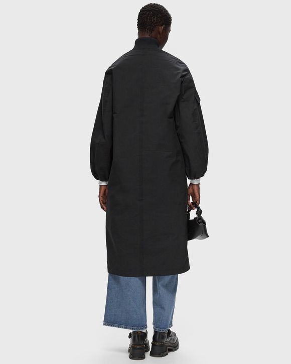 Ganni Tech Seersucker Oversized Shell Coat Black | BSTN Store