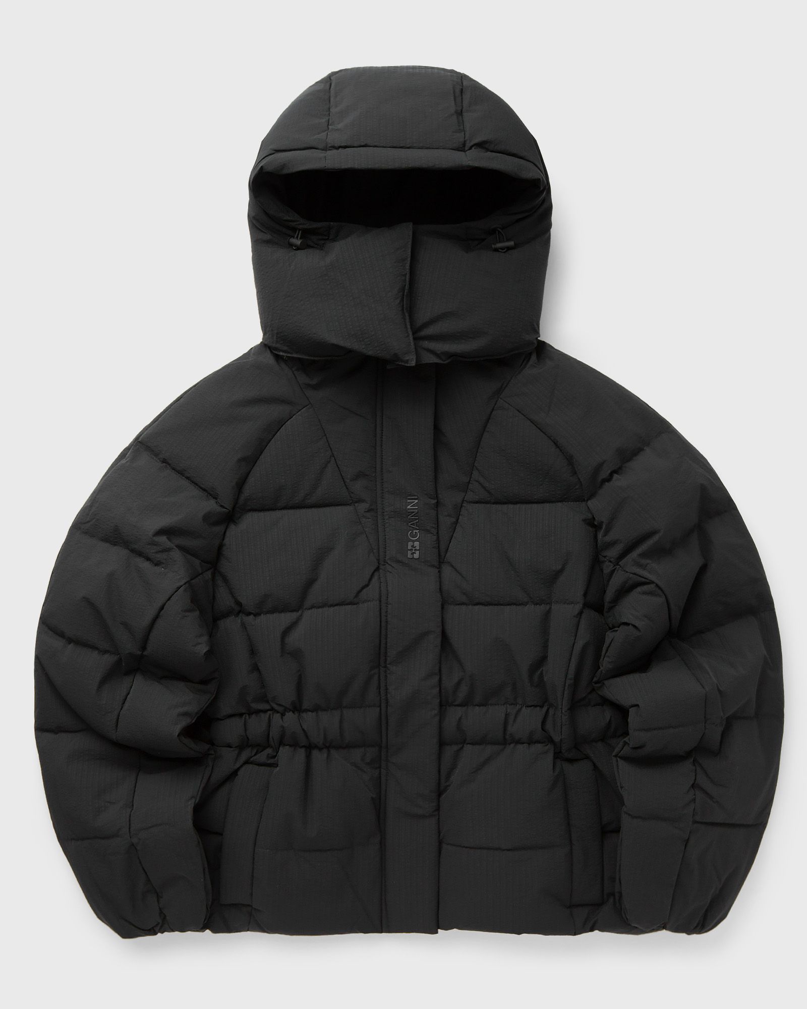 送料・関税込【GANNI】Tech Seersucker Puffer Coat Ganni Tech Seersucker Oversized Puffer Jacket Black | BSTN Store