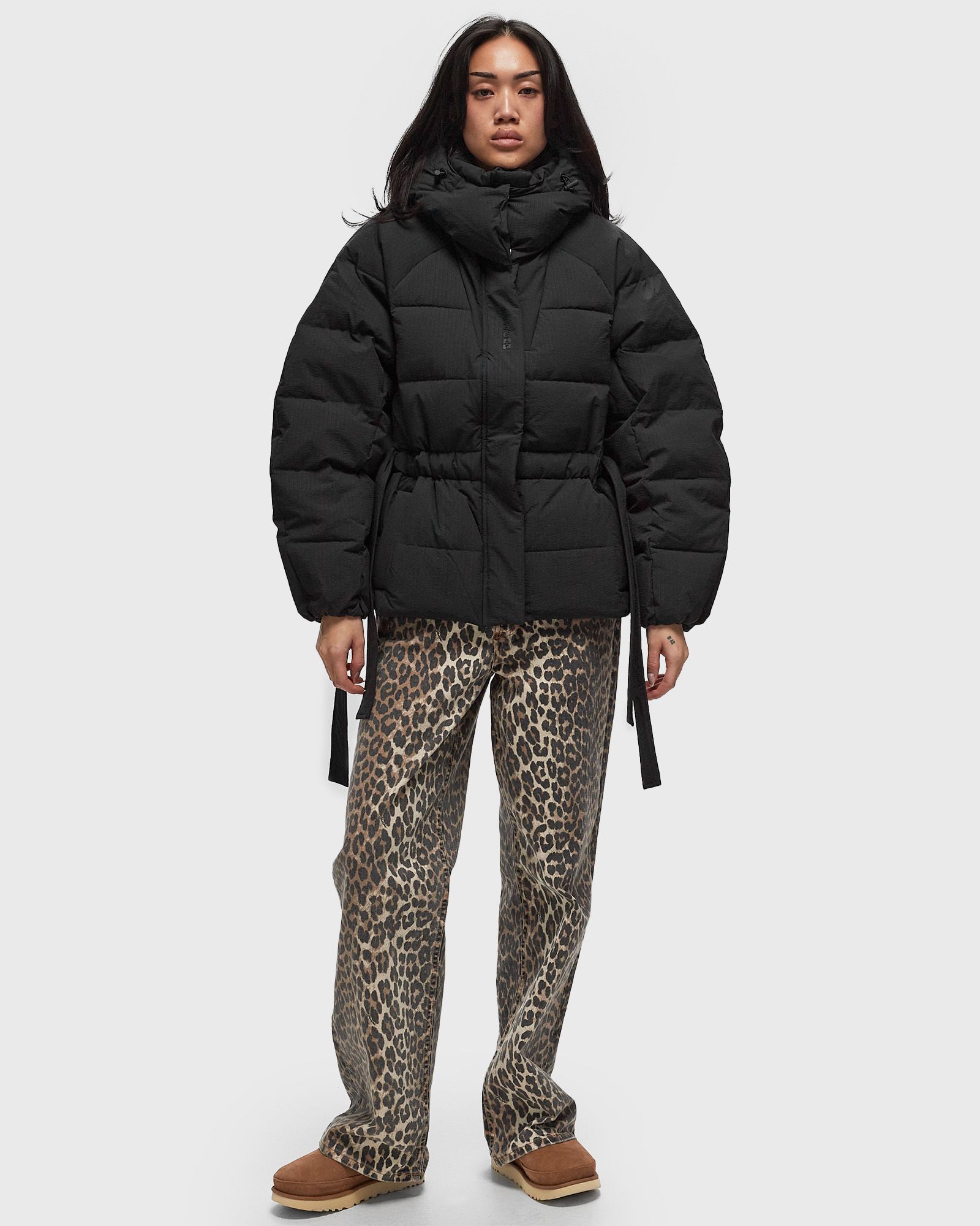 Ganni Tech Seersucker Oversized Puffer Jacket Black | BSTN Store