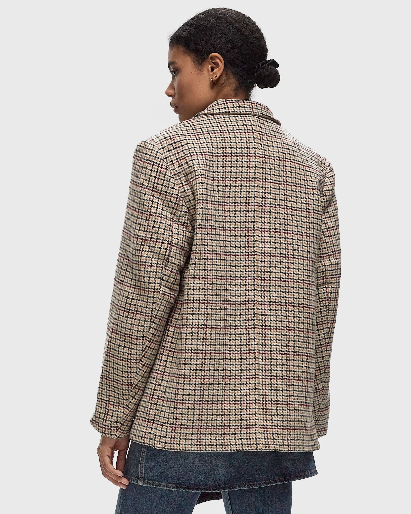 Check Wool Mix Boxy Blazer