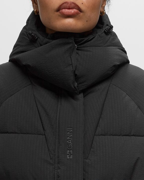 【GANNI】TECH SEERSUCKER OVERSIZE PUFFER JACKET Ganni Tech Seersucker Puffer Coat Black | BSTN Store