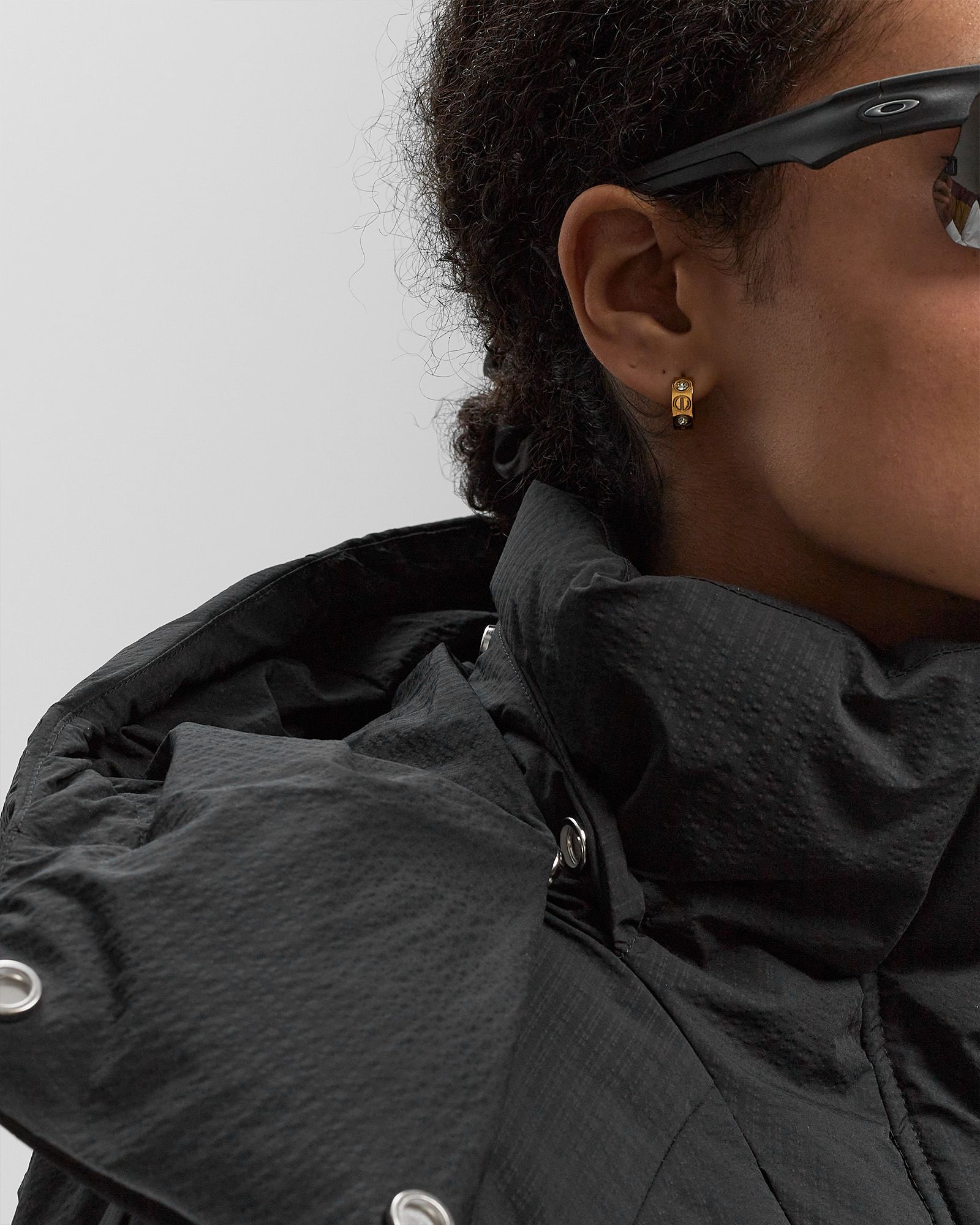 Ganni Tech Seersucker Puffer Coat Black | BSTN Store