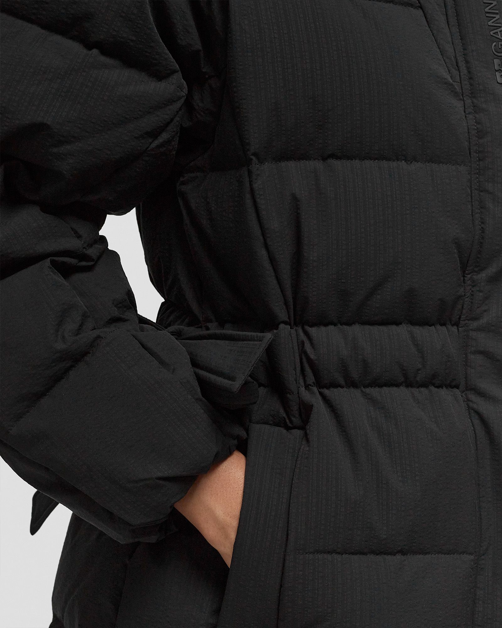 Ganni Tech Seersucker Puffer Coat Black | BSTN Store