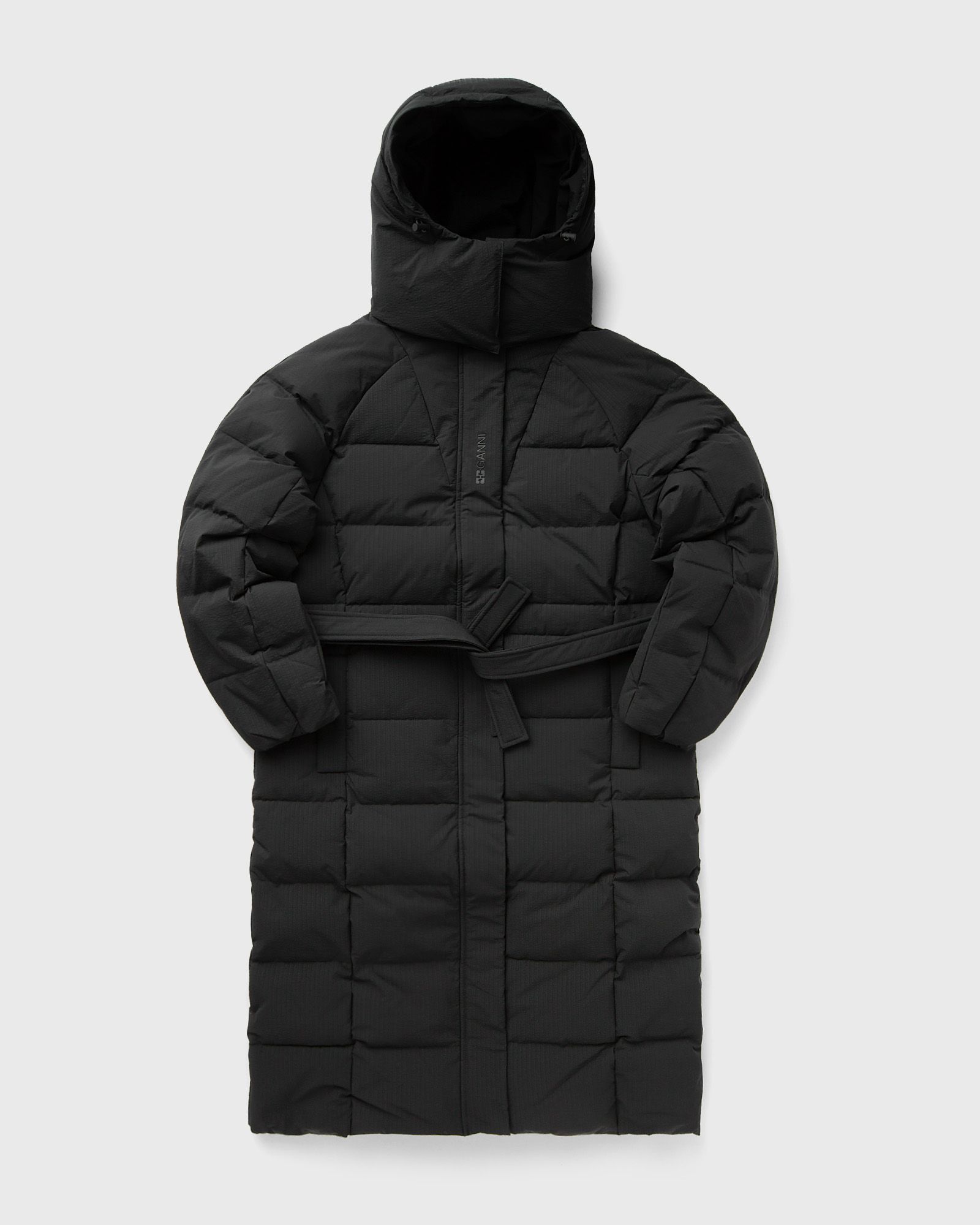 Ganni Tech Seersucker Puffer Coat Black | BSTN Store