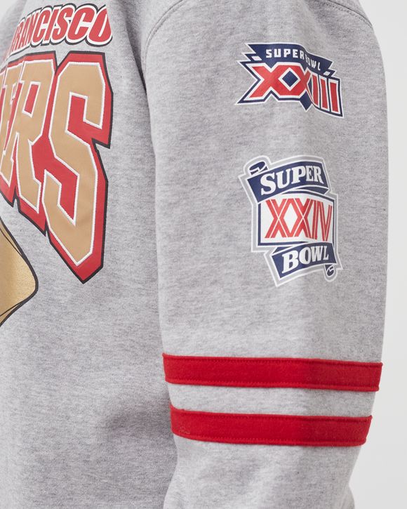 Mitchell & Ness San Francisco 49ers All Over Print Fleece Crew SWEATSHIRT  Grey - GREY HEATHER