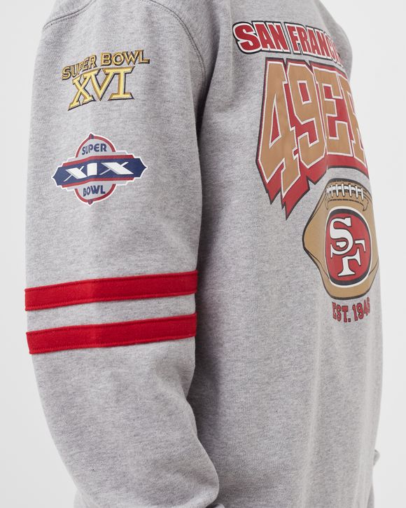 Mitchell & Ness San Francisco 49ers All Over Print Fleece Crew SWEATSHIRT  Grey - GREY HEATHER