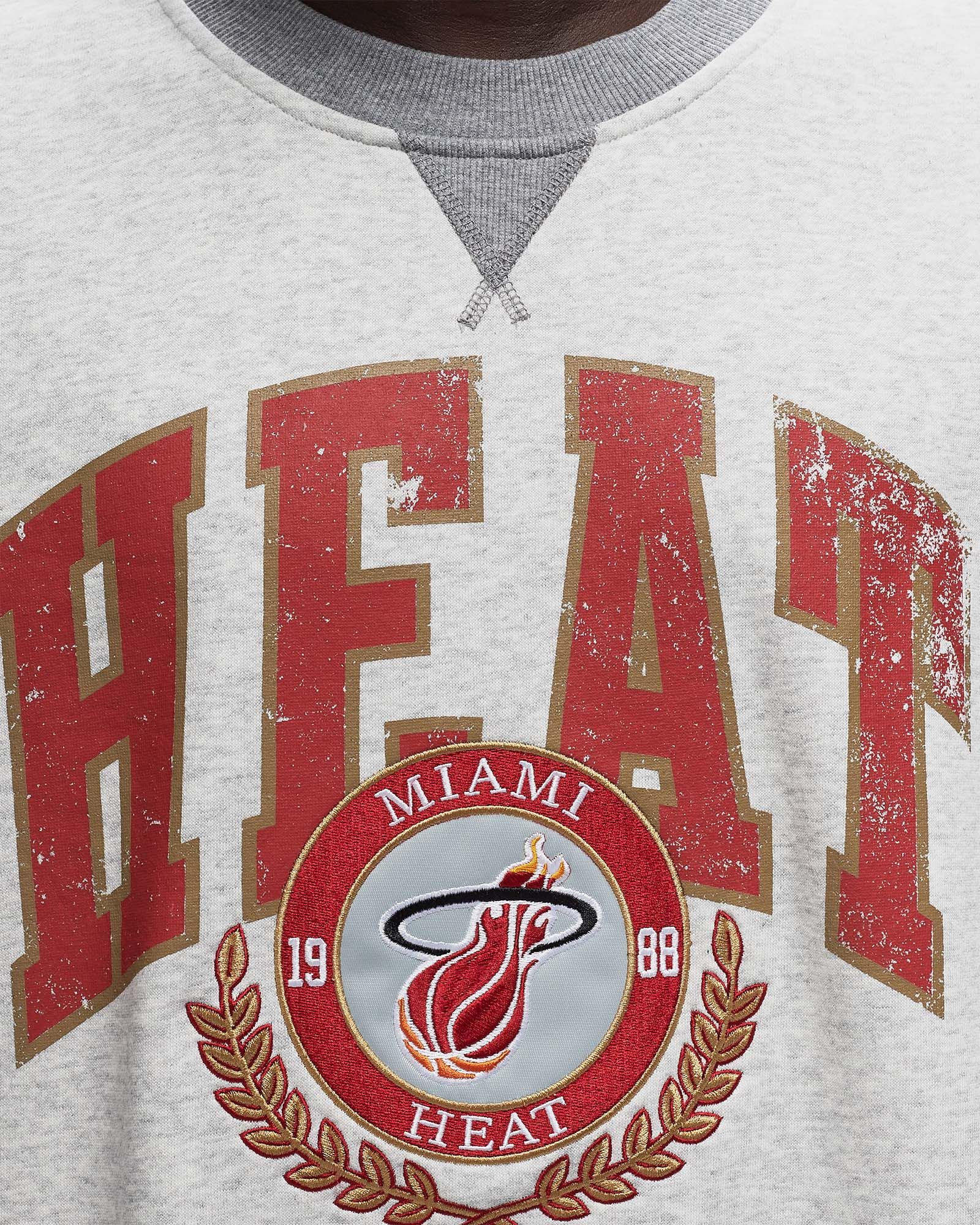 NBA PREMIUM FLEECE CREW VINTAGE LOGO MIAMI HEAT