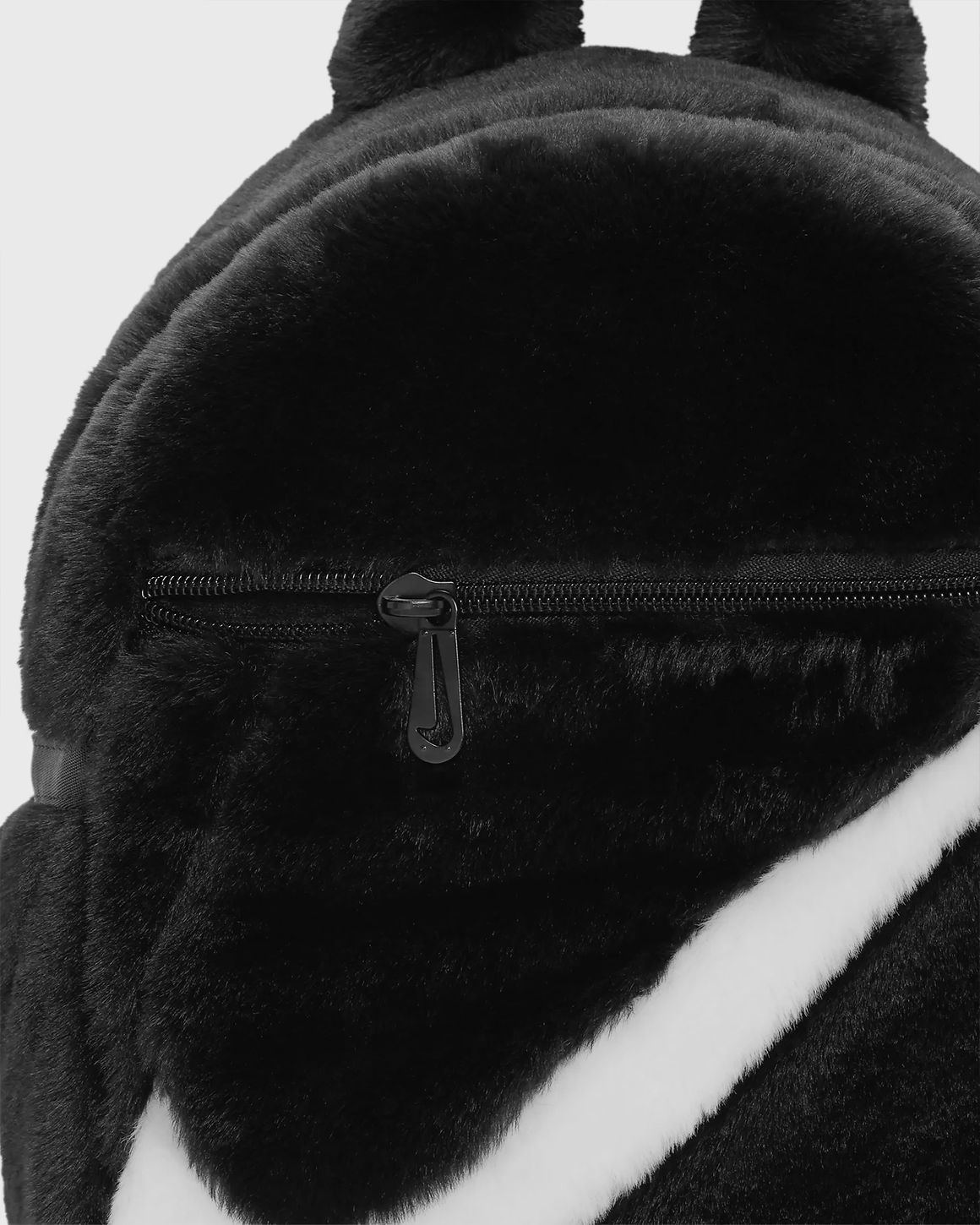 Black furry backpack sale