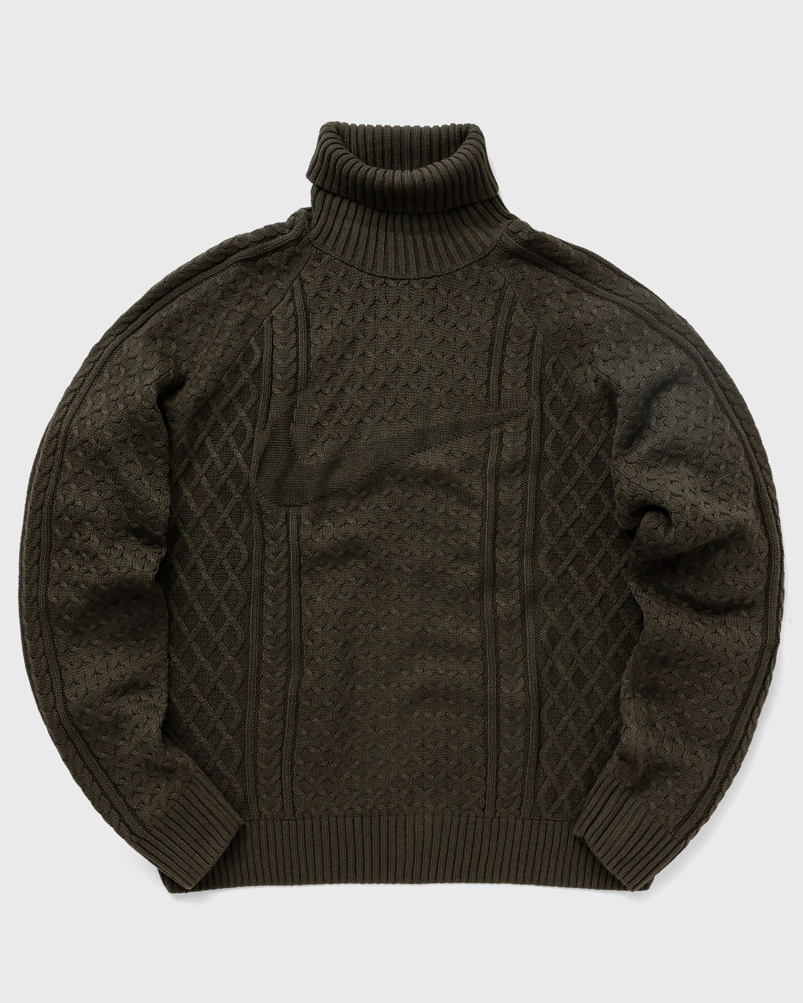 Nike - life men's cable knit turtleneck sweater men pullovers green in größe:xl