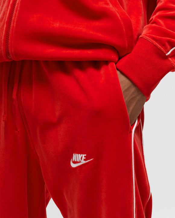 Red nike store velour tracksuit