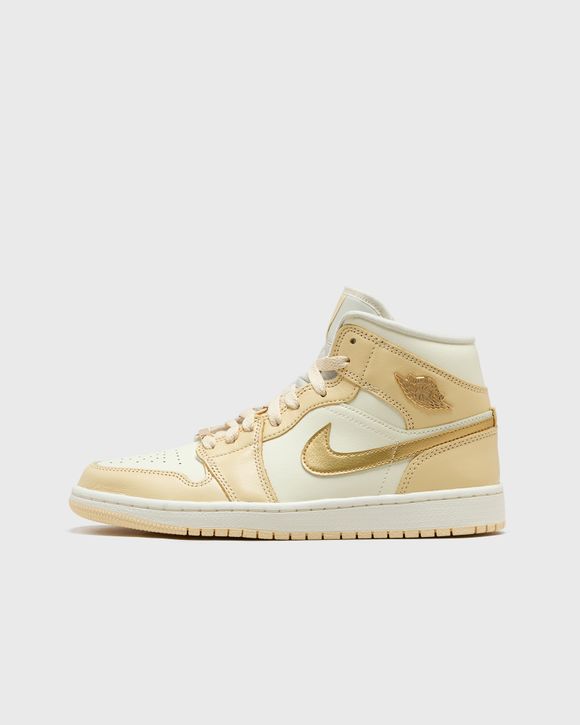 Jordan Air Jordan 1 Mid SE Women's Shoes Yellow/Beige - PALE  VANILLA/METALLIC GOLD-COCONUT