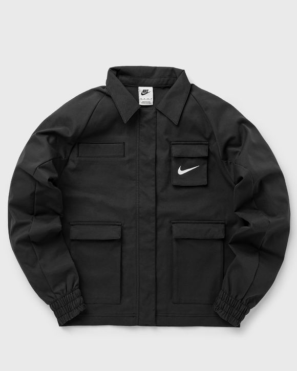 Nike Plus Swoosh woven utility jacket in black