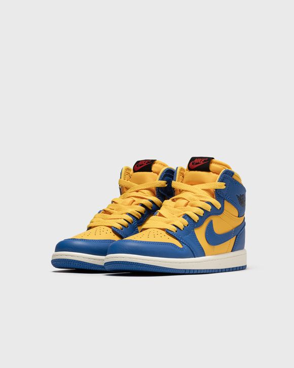 Jordan shoes shop blue and yellow