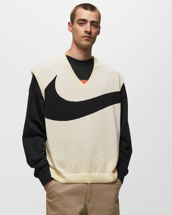 Nike SWOOSH SWEATER VEST Black/Beige - COCONUT MILK/BLACK