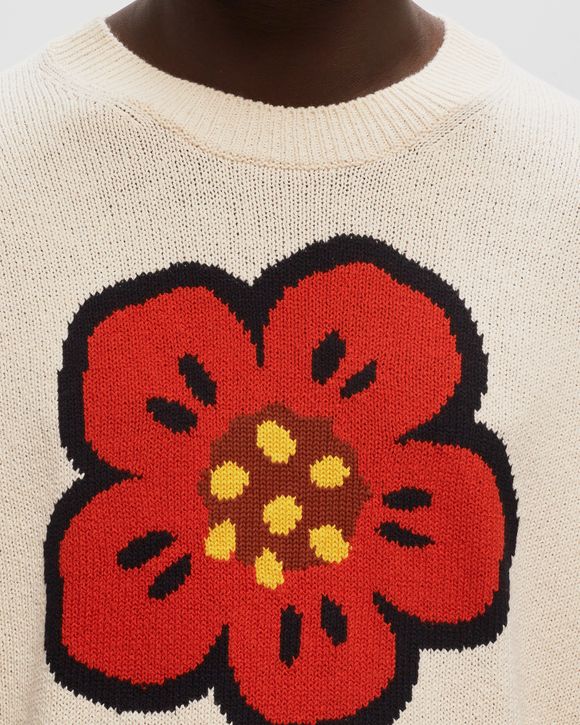 ★KENZO★ Balk Flower Crest Jumper Sweatshirt Off White FD55 Sweatshirt KENZO 'Boke Flower' Crest Merino Wool Sweater