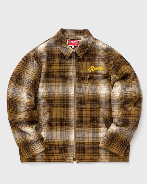 Kenzo CHECKED PLAID ZIPPED OVERSHIRT Brown | BSTN Store