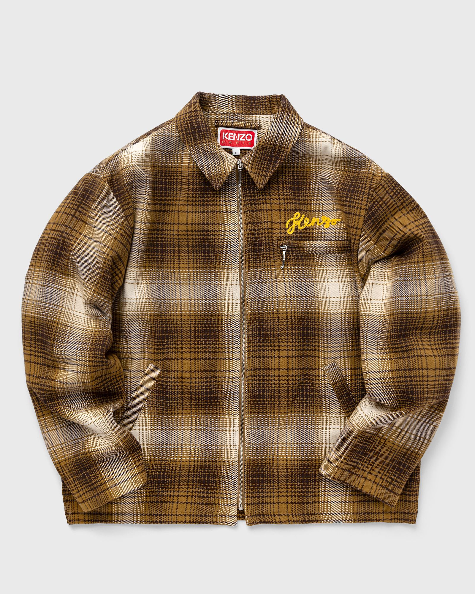 Kenzo - checked plaid zipped overshirt men overshirts brown in größe:m