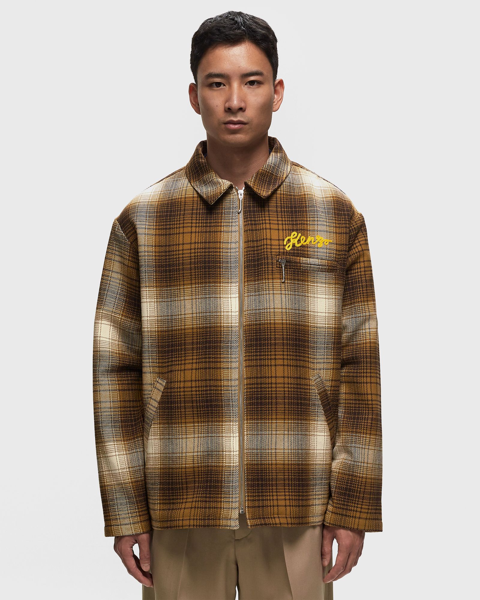 CHECKED PLAID ZIPPED OVERSHIRT