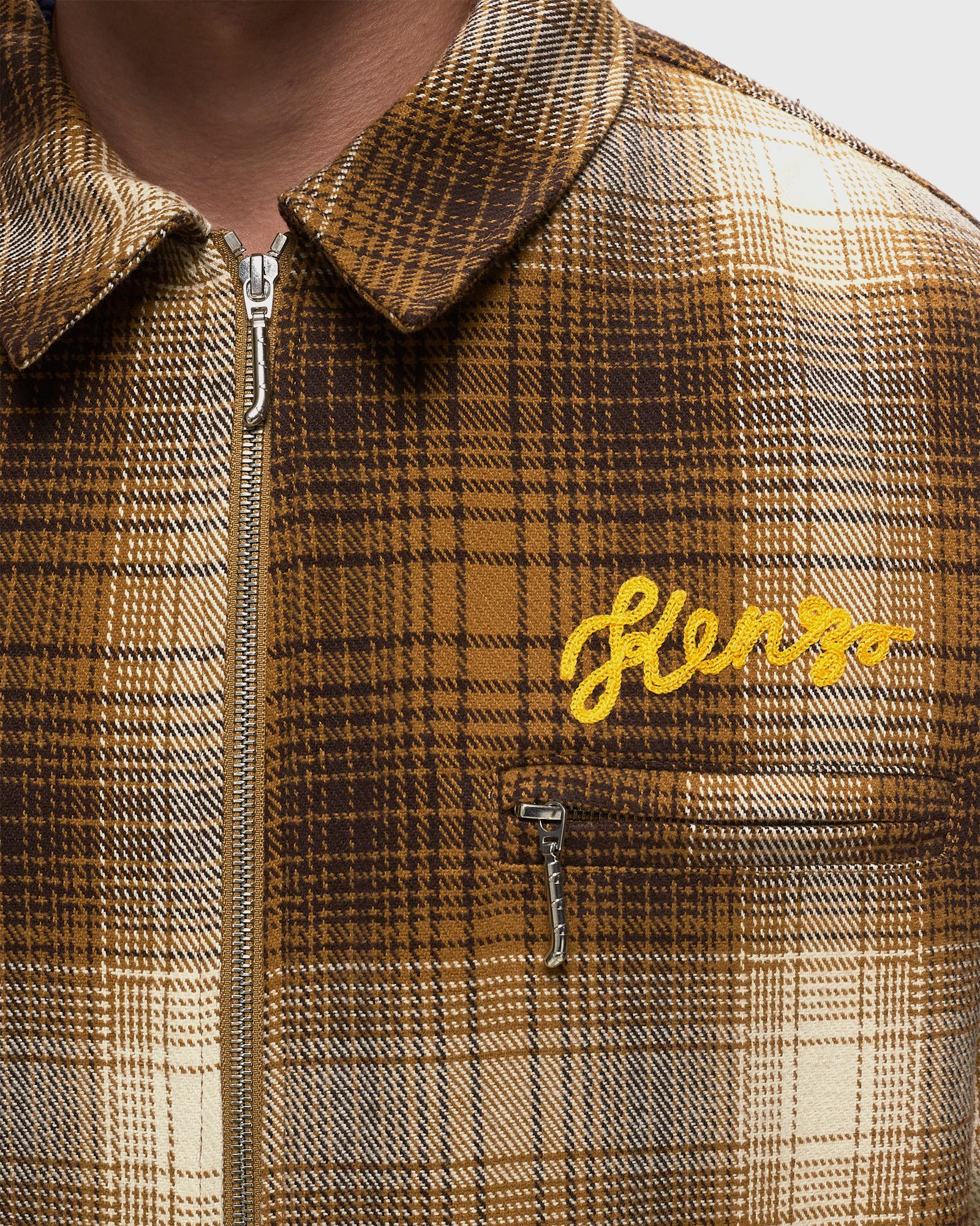 CHECKED PLAID ZIPPED OVERSHIRT