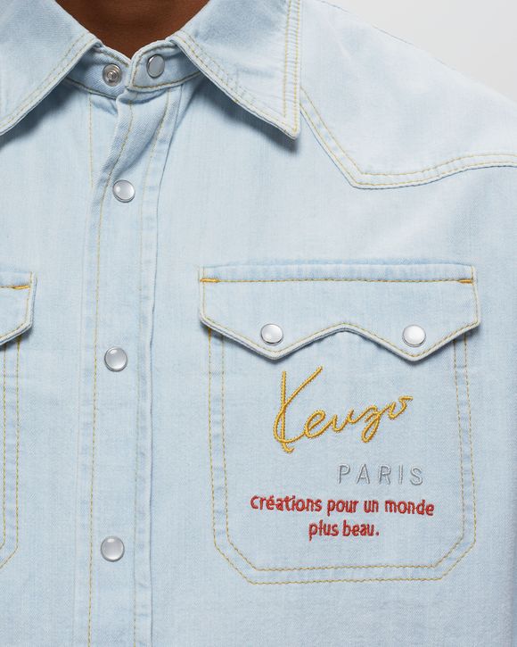 KENZO 'monogram' Denim Cowboy Shirt in Blue for Men