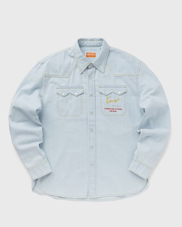 KENZO 'monogram' Denim Cowboy Shirt in Blue for Men