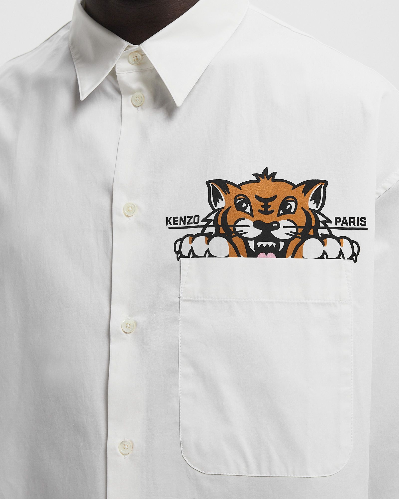 Kenzo KENZO HAPPY TIGER POCKET CASUAL SHIRT White | BSTN Store