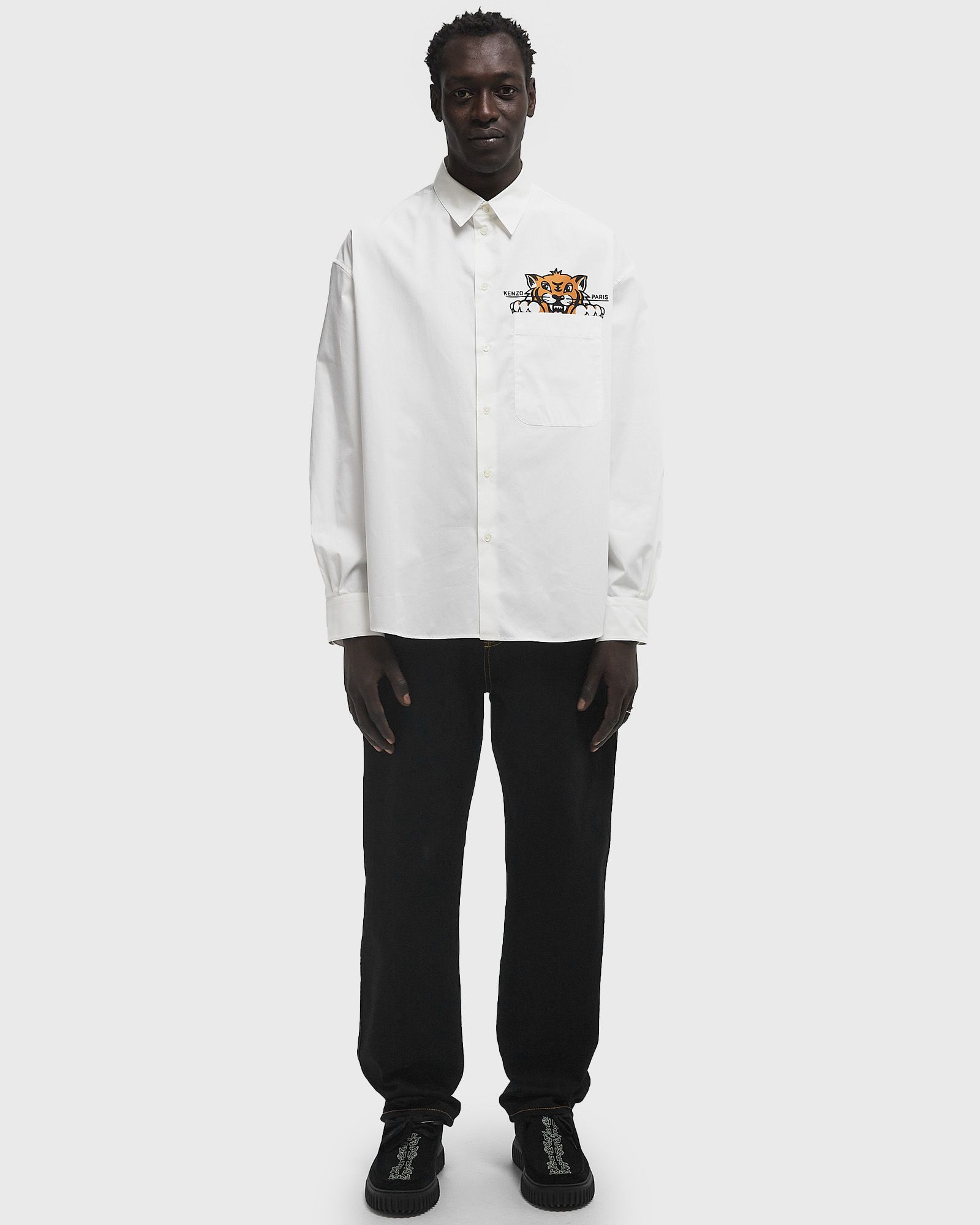 Kenzo KENZO HAPPY TIGER POCKET CASUAL SHIRT White | BSTN Store