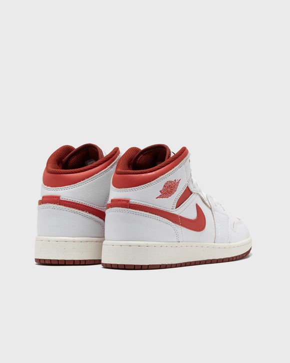 Jordan AIR JORDAN 1 MID SE (GS) Red/White - WHITE/LOBSTER-DUNE RED-SAIL