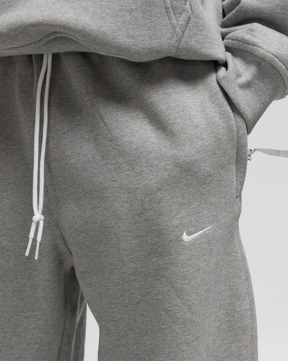 Nike Solo Swoosh Open-Hem Brushed-Back Fleece Pants Grey - DK GREY  HEATHER/WHITE