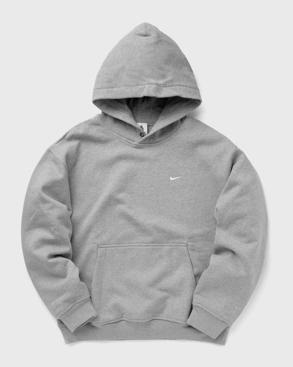 Nike Solo Swoosh Fleece Thermal Pullover Hoodie Grey