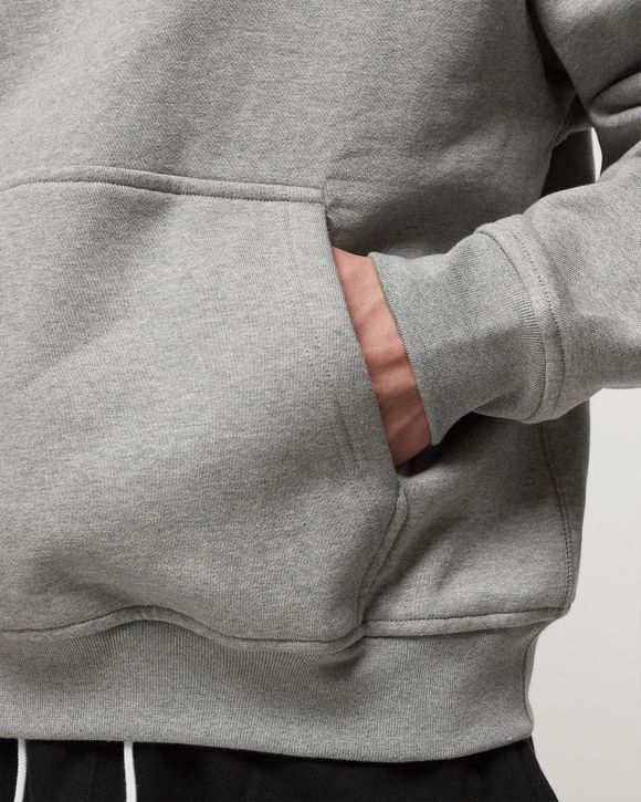 Nike Solo Swoosh Fleece Thermal Pullover Hoodie Grey - DK GREY HEATHER/WHITE