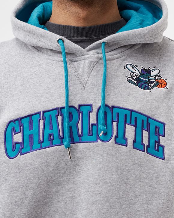 Mitchell Ness CHARLOTTE HORNETS Premium Fleece Hoodie Grey BSTN Store