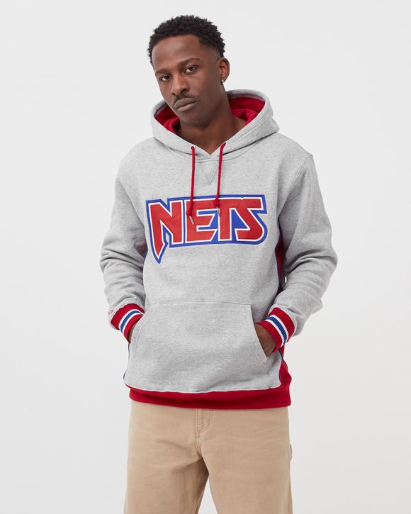 Mitchell Ness NBA Premium Fleece Hoodie New Jersey Nets Grey