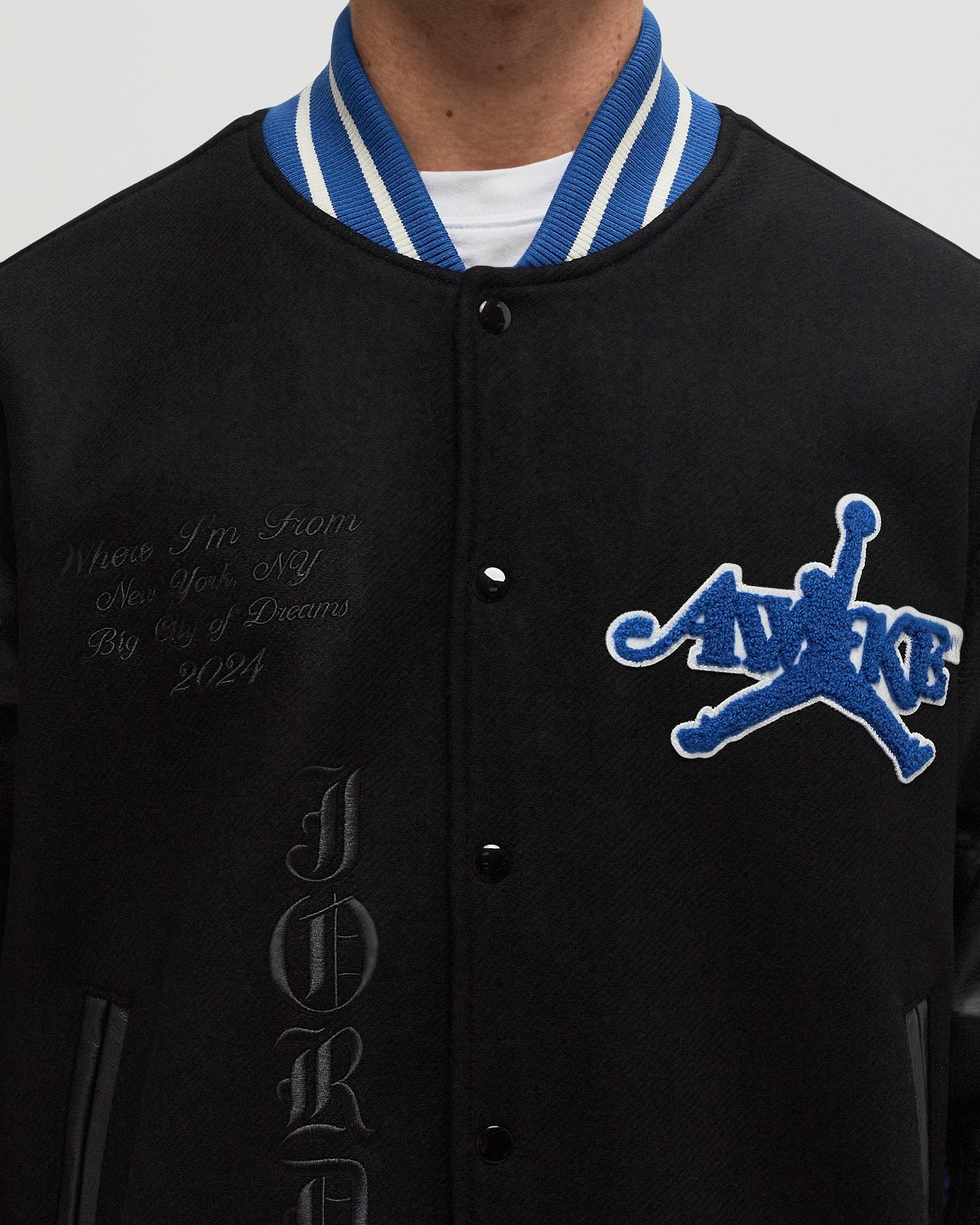 Jordan x AWAKE NY VARSITY JACKET Black Blue | BSTN Store